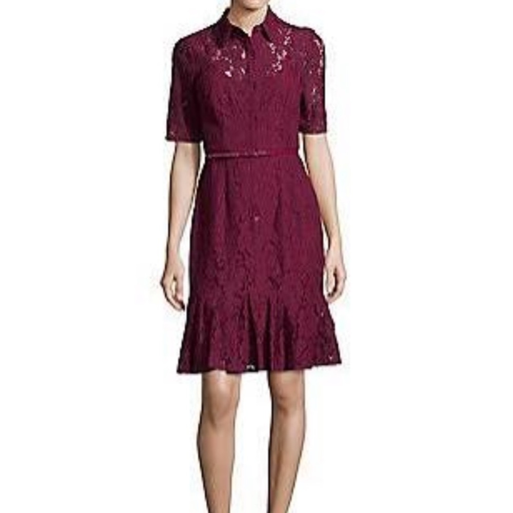 Adrianna Papell Cynthia Lace Shirt Dress - Size 8 PARTY HOLIDAY